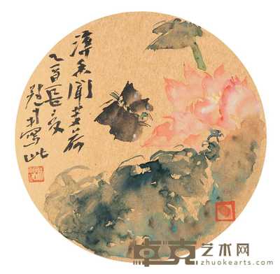 吴冠南 2005年作 花卉 团扇 31cm